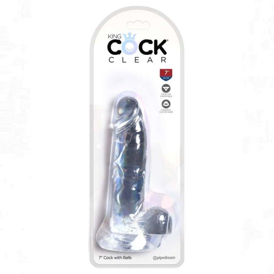 King Cock Clear 7 inch Cock with Balls In Clear