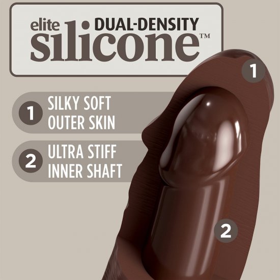 King Cock Elite 7 inch Silicone Dual Density Cock In Brown