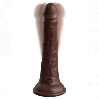 King Cock Elite 7in Vibrating Silicone DD Cock with Remote Brown