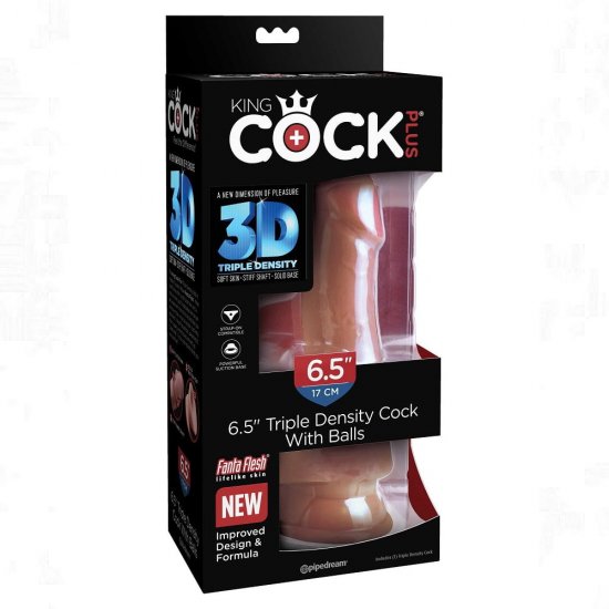 King Cock Plus 6.5 inch Triple Density Cock with Balls In Tan