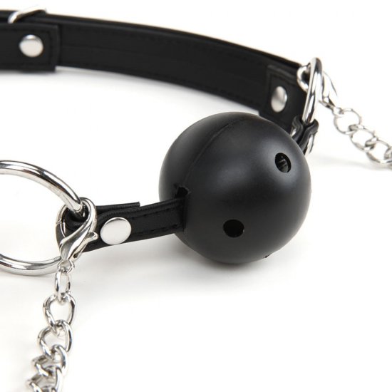 Lux Fetish Breathable Ball Gag with Nipple Clamps
