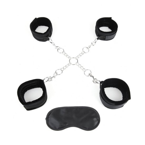 Lux Fetish Deluxe Chain Hogtie with Cuffs Set In Black/Silver