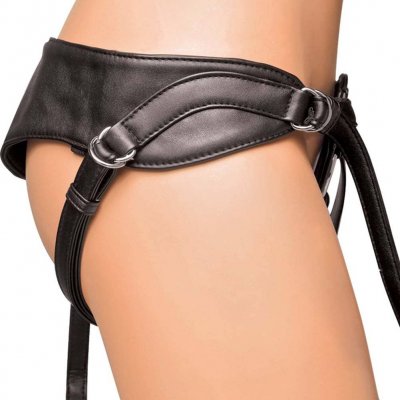Lux Fetish Patent Leather Strap-On Harness In Black