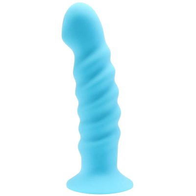 Maia Kendall 8" Swirled Silicone Strap-On Compatible Dildo-Blue