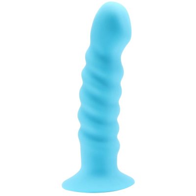 Maia Kendall 8" Swirled Silicone Strap-On Compatible Dildo-Blue