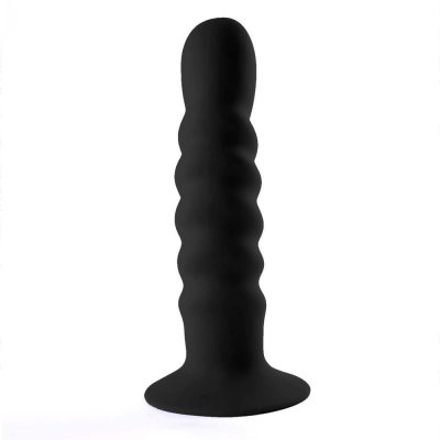 Maia Kendall Swirled Silicone Dildo with Suction Cup In Black
