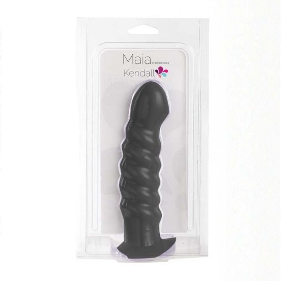 Maia Kendall 8" Swirled Silicone Strap-On Compatible Dildo-Black