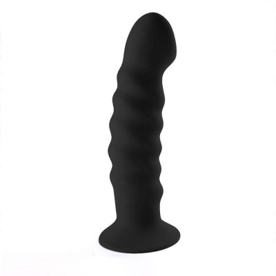 Maia Kendall Swirled Silicone Dildo with Suction Cup In Black