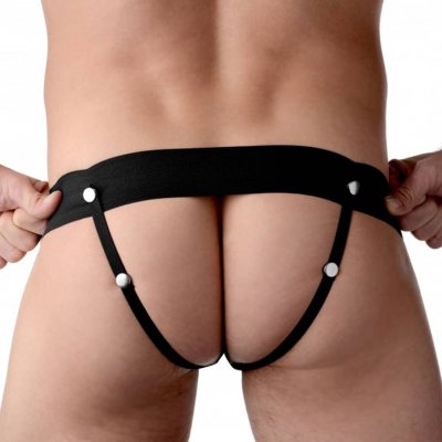 Master Series Pumper Inflatable Hollow Strap-On In Black