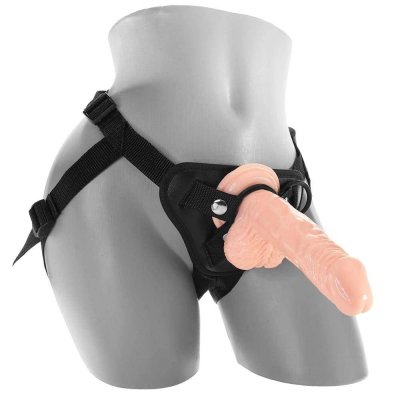 Natural Strap-On Harness with 7 inch Dildo In Flesh