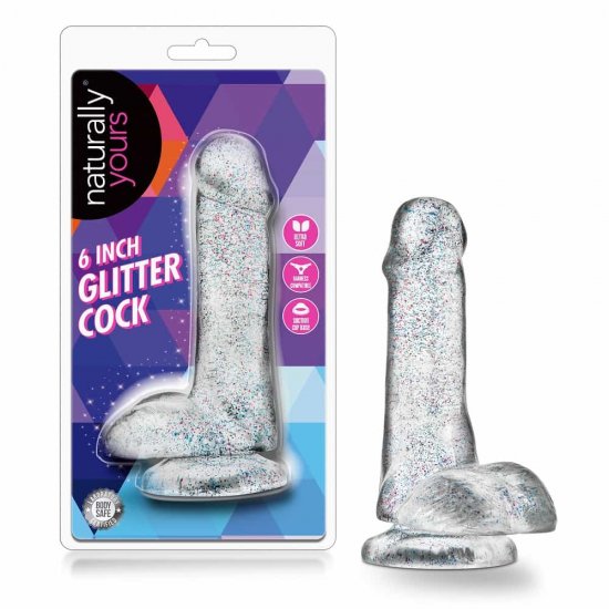 Naturally Yours 6 inch Glitter Cock In Sparkling Clear