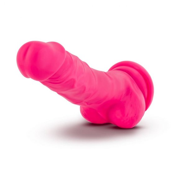 Neo 7.5" Sensa Feel Dual Density Cock with Balls In Neon Pink