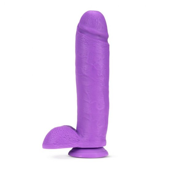 Neo Elite 10" Silicone Dual Density Cock with Balls Neon Purple