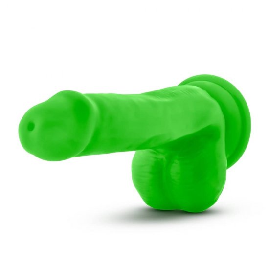 Neo Elite 6" Silicone Dual Density Cock with Balls In Neon Green