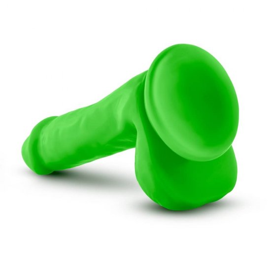 Neo Elite 6" Silicone Dual Density Cock with Balls In Neon Green