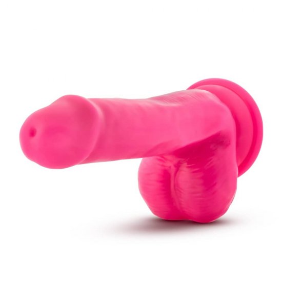 Neo Elite 6" Silicone Dual Density Cock with Balls In Neon Pink
