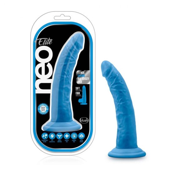 Neo Elite 7.5 inch Silicone Dual Density Cock In Neon Blue