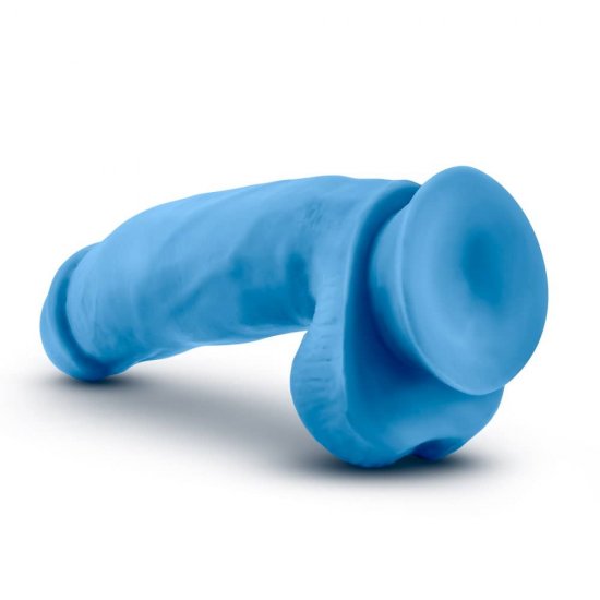 Neo Elite 7" Silicone Dual Density Cock with Balls In Neon Blue