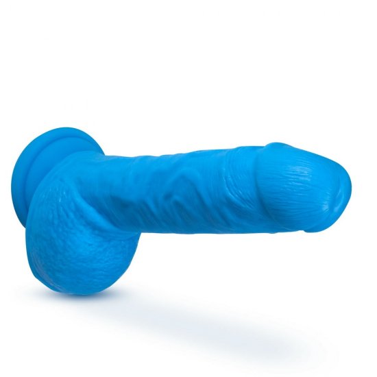 Neo Elite 9" Silicone Dual Density Cock with Balls In Neon Blue
