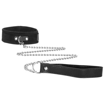 Ouch Black & White Velcro Collar With Leash & Cuffs Set In Black