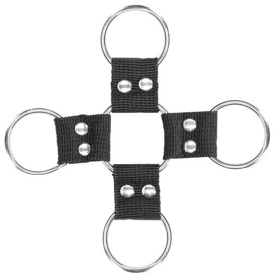 Ouch Black & White Velcro Hogtie With Wrist & Ankle Cuffs Set