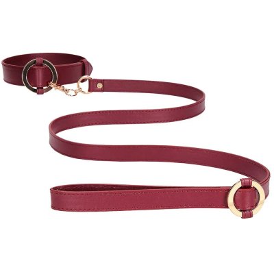 Ouch Halo Collar with Leash Set In Burgundy/Gold