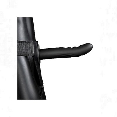 Ouch Textured Curved 8 inch Hollow Strap-On In Black