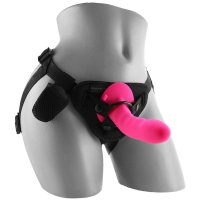 Pegasus 6 inch Curved Ripple Peg Harness Set & Remote In Pink