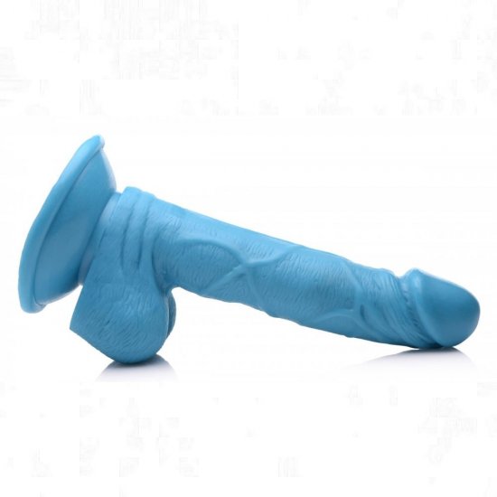 Pop Peckers 6.5 inch Harness Compatible Dildo with Balls In Blue