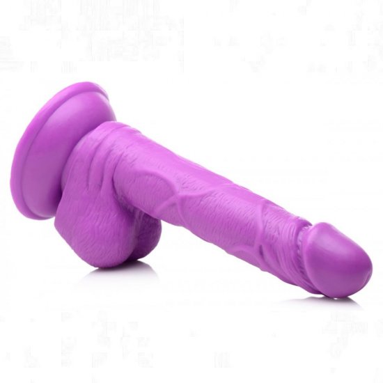 Pop Peckers 6.5" Harness Compatible Dildo with Balls In Purple