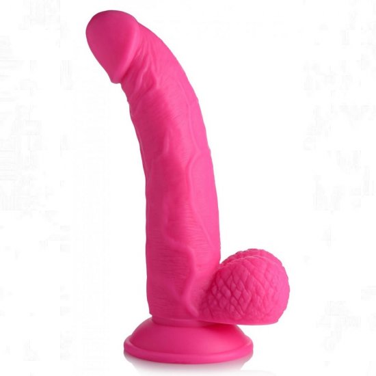 Pop Peckers 7.5 inch Harness Compatible Dildo with Balls In Pink