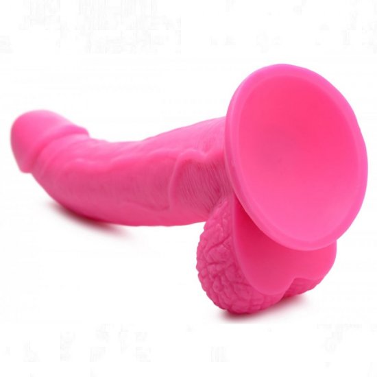 Pop Peckers 7.5 inch Harness Compatible Dildo with Balls In Pink