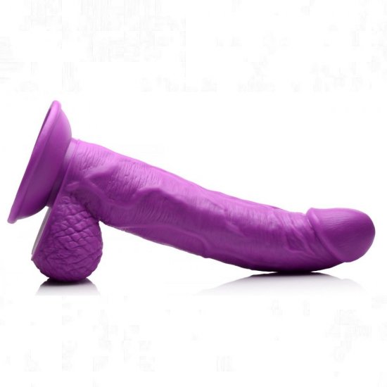 Pop Peckers 7.5" Harness Compatible Dildo with Balls In Purple