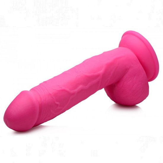 Pop Peckers 8.25" Harness Compatible Dildo with Balls In Pink