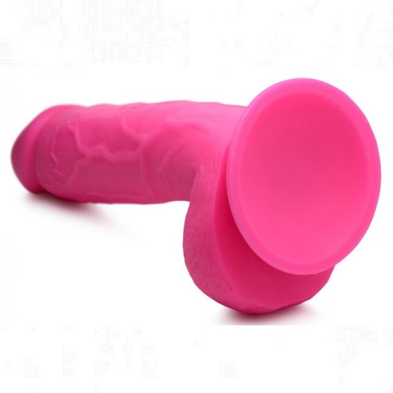 Pop Peckers 8.25" Harness Compatible Dildo with Balls In Pink