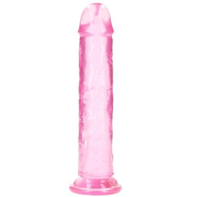 Realrock Crystal Clear Realistic 11" Dildo W/Suction Cup In Pink