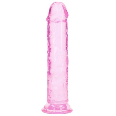 Realrock Crystal Clear Realistic 8" Dildo W/Suction Cup In Pink