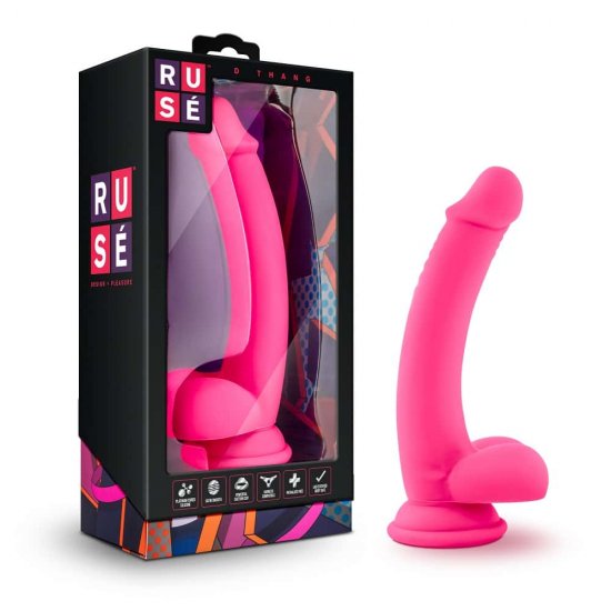 Ruse D Thang Silicone Realistic Dildo with Balls In Hot Pink