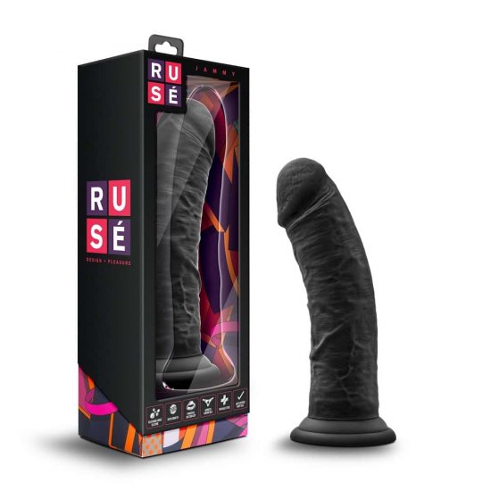 Ruse Jammy 8 inch Silicone Dildo with Suction Cup In Black