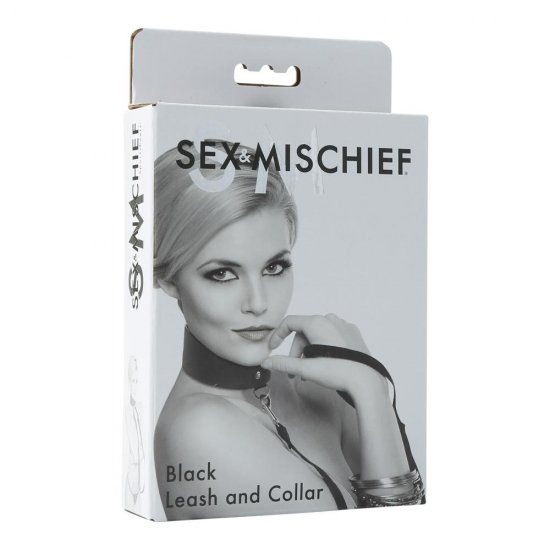 Sex & Mischief Black Leash & Collar Set In Black