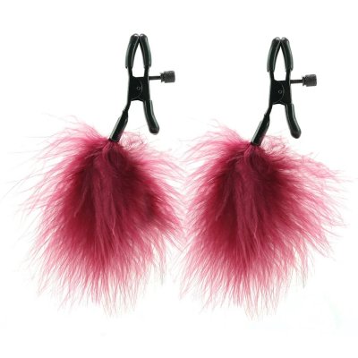 Sex & Mischief Enchanted Feather Nipple Clamps In Burgundy/Black