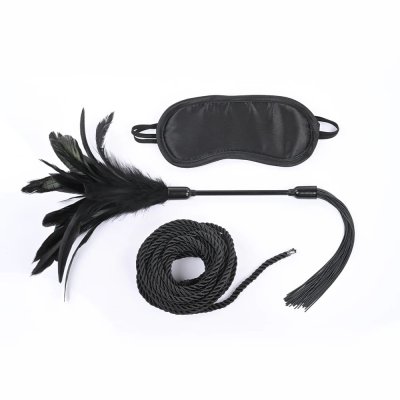 Sex & Mischief Shadow Tie & Tickle Kit In Black