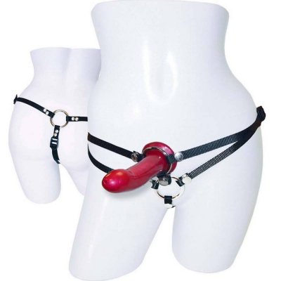 Sportsheets Menage A Trois Double Penetrating Harness Set In Red