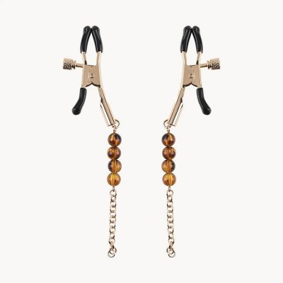 Sportsheets Sincerely Amber Beaded Nipple Clamps In Gold/Amber