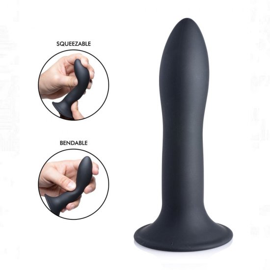 Squeeze-It Slender Silexpan Silicone Dildo In Black