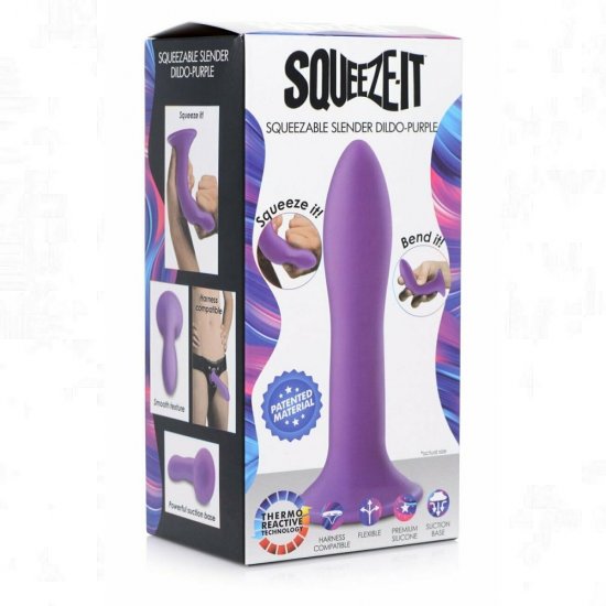 Squeeze-It Slender Silexpan Silicone Dildo In Purple