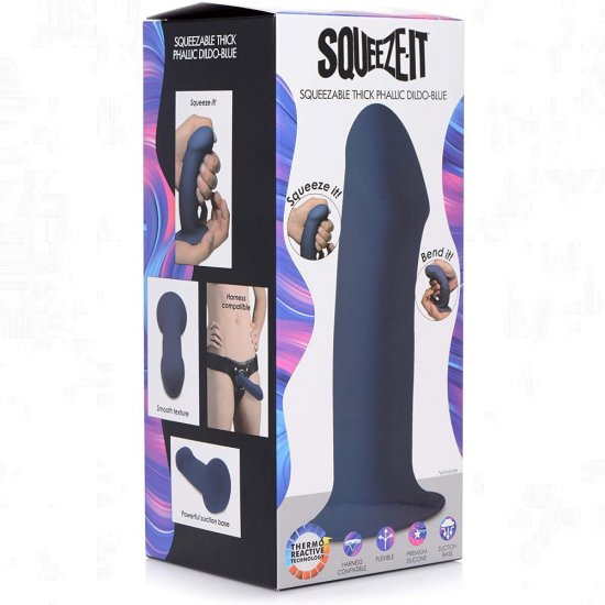 Squeeze-It Thick Phallic Silexpan Silicone Dildo In Blue