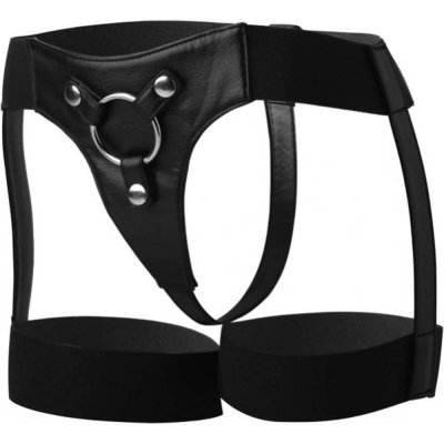 Strap U Bardot Elastic Strap-On Harness with Thigh Cuffs Black