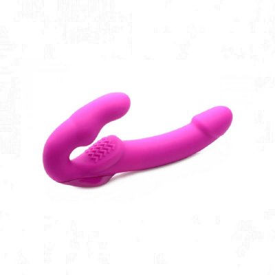 Strap U Evoke Rechargeable Vibrating Strapless Strap-On In Pink