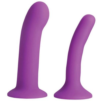 Strap U Incurve Silicone G-spot Duo Dildo Set In Purple